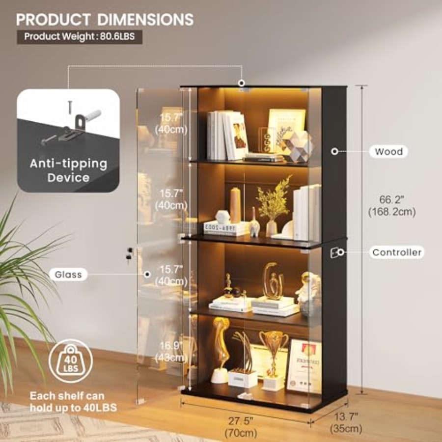 Black Display Cabinet with Gla - огляд і ціна Glass Door Hinge